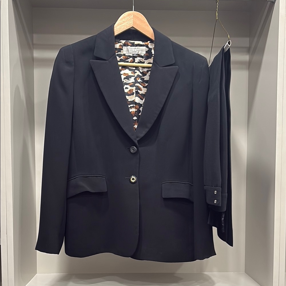 Tahari ASL Black Pantsuit